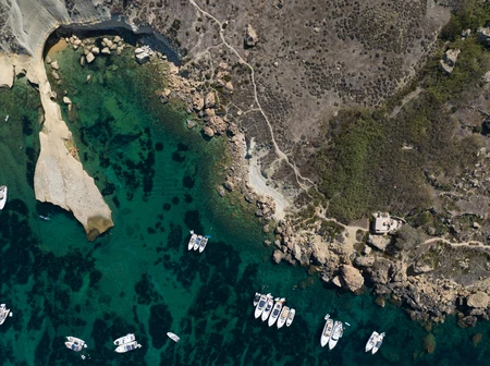 Aerial Coastal View with Boats