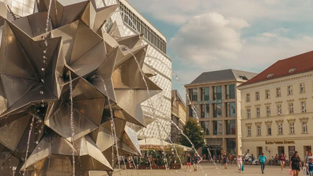 Modern Square with Fountain