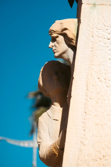 Stone Sculpture Against Blue Sky