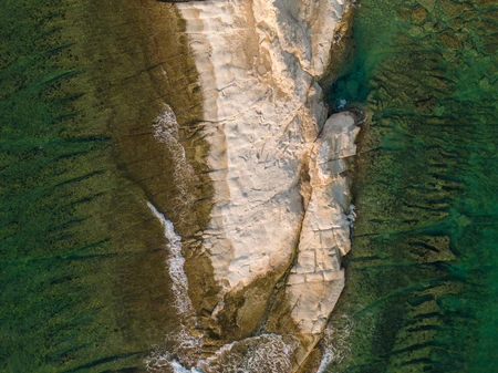 Aerial View of Rocky Shoreline