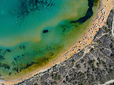 Aerial View of a Scenic Beach