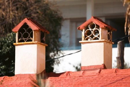 Chimneys on a Tiled Roof