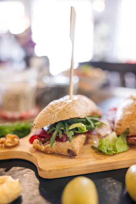 Gourmet Sandwich on a Cutting Board