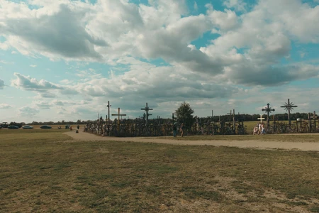 Scenic Countryside with Crosses