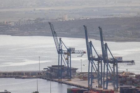 Industrial Port with Cranes