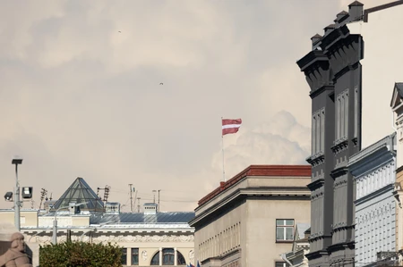 City Landscape with Flag