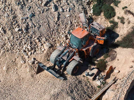 Industrial Excavator in Gravel Pit