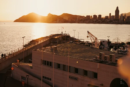 Sunset Over Seaside City