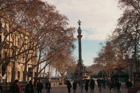 Columbus Monument in Urban Setting