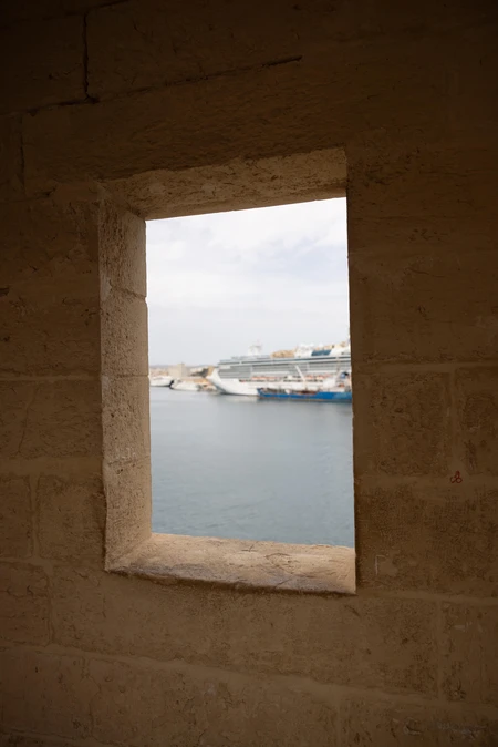 Harbor View through Stone Window