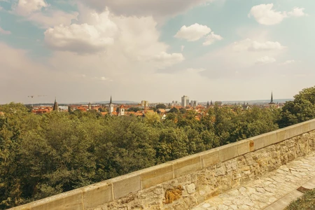 Cityscape View from a Stone Wall