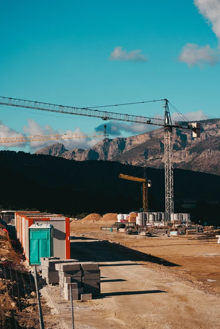Construction Site in Scenic Landscape