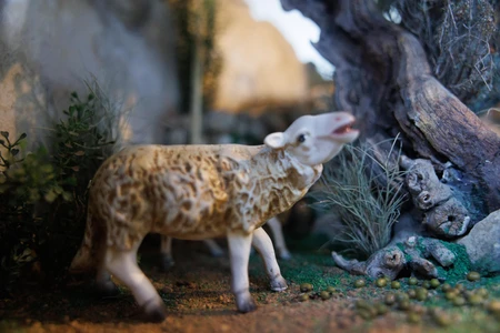Miniature Scene with Sheep Figurine