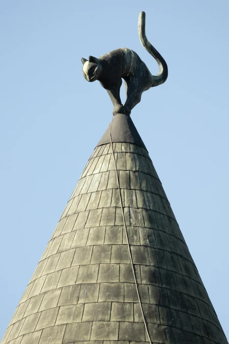 Cat Sculpture on Rooftop