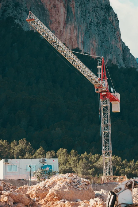 Construction Crane at Mountain Base