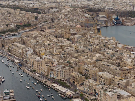 Aerial View of Coastal City