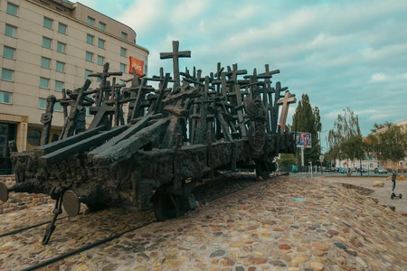 Cross Monument in Urban Setting