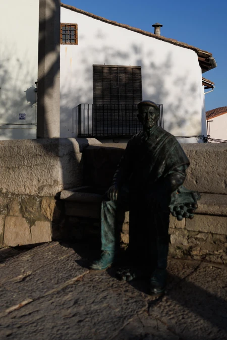 Statue on a Quaint Street