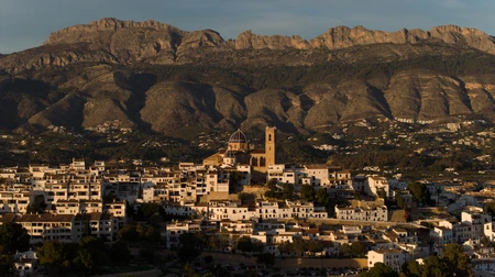 Scenic Town and Mountain Landscape