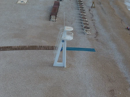 Empty Beach Scene with Lifeguard Tower