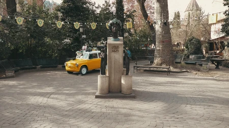 Charming European Square with Statue