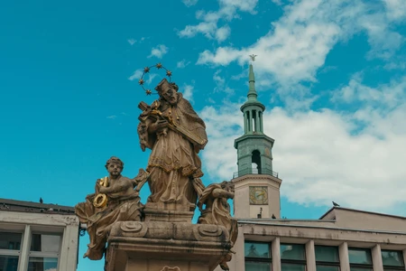 Historic Statue and Church Spire