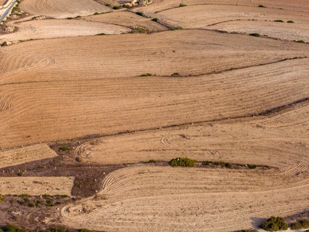 Aerial View of Plowed Fields