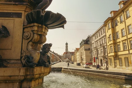 Historic Street with Fountain