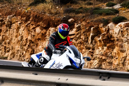 Motorcyclist on a Scenic Road