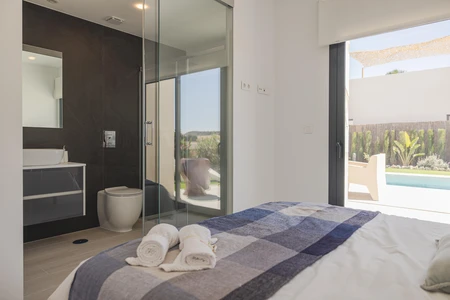 Modern Bedroom with Pool View