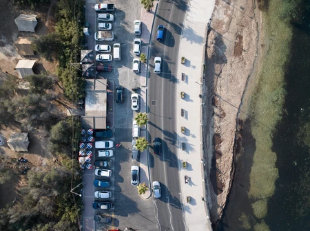 Aerial View of Coastal Parking