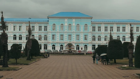 Historical Building with Foreground Walkway