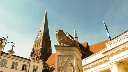 Historic Architecture with Lion Statue
