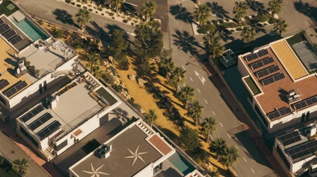 Aerial View of Sunny Neighborhood