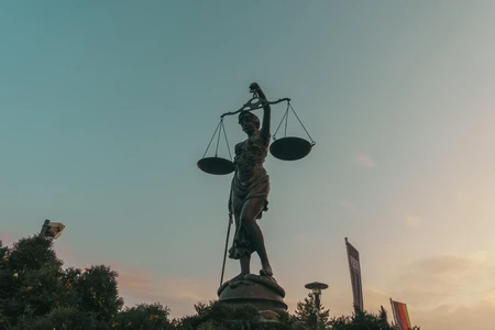 Statue of Justice at Dusk