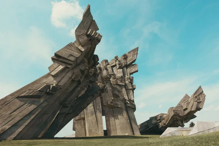 Sculptural Monument Under Blue Sky