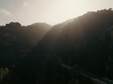 Sunlit Mountain Pass