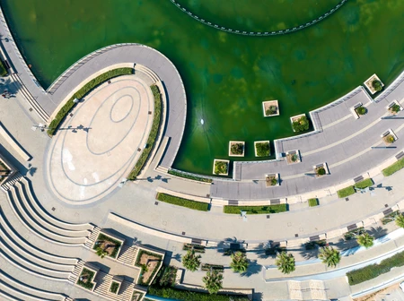 Aerial View of Geometric Urban Design