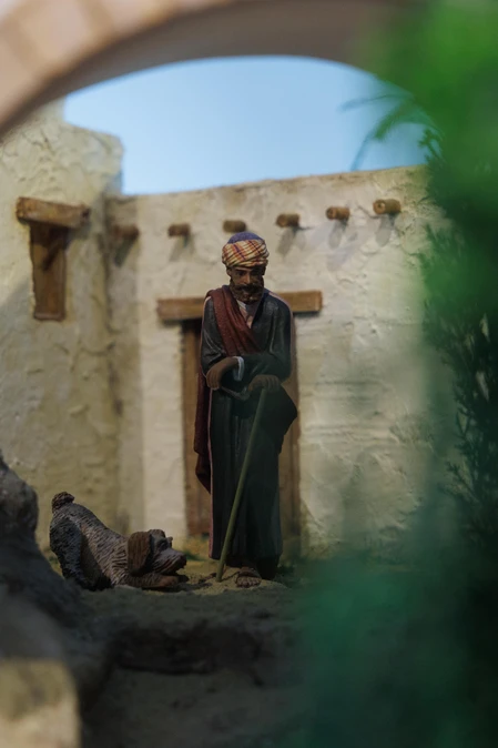 Middle Eastern Figure in Courtyard