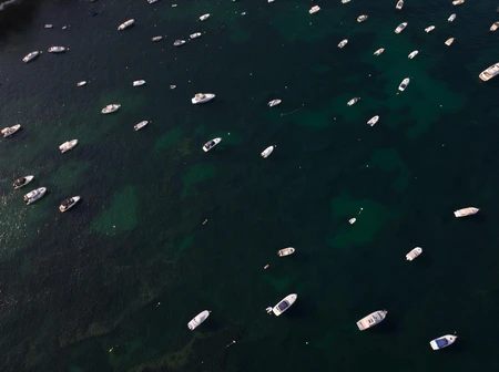 Serene Aerial View of Boats