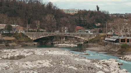 Historic Bridge Over River