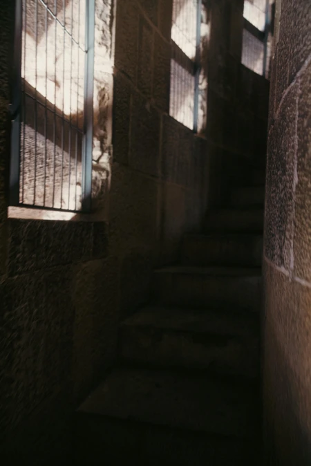 Shadowed Stone Staircase