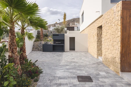 Modern Patio with Palm Trees