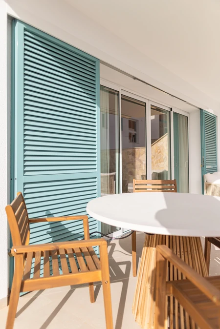 Sunny Terrace with Wooden Furniture