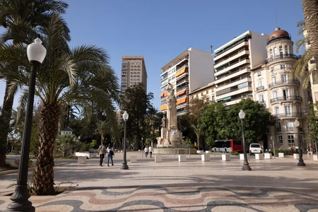Urban Square with Palm Trees
