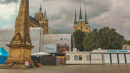 Historic Architecture with Festival Setup