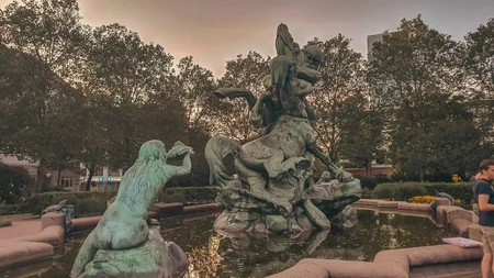 Fountain Sculpture at Dusk