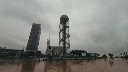 Urban Tower in Cloudy Weather