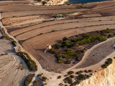 Aerial View of Coastal Fields