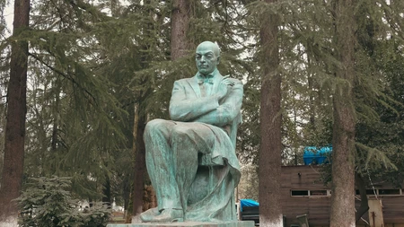 Statue in a Forested Area